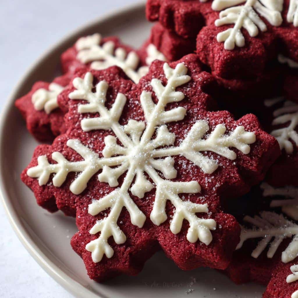 Air Fryer Red Velvet Snowflake Cookies (Decorated) - detail 1