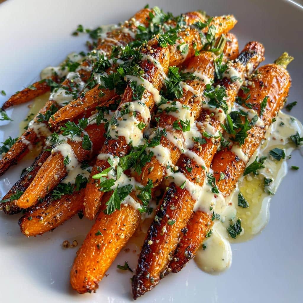 Air Fryer Roasted Carrot Salad with Tahini