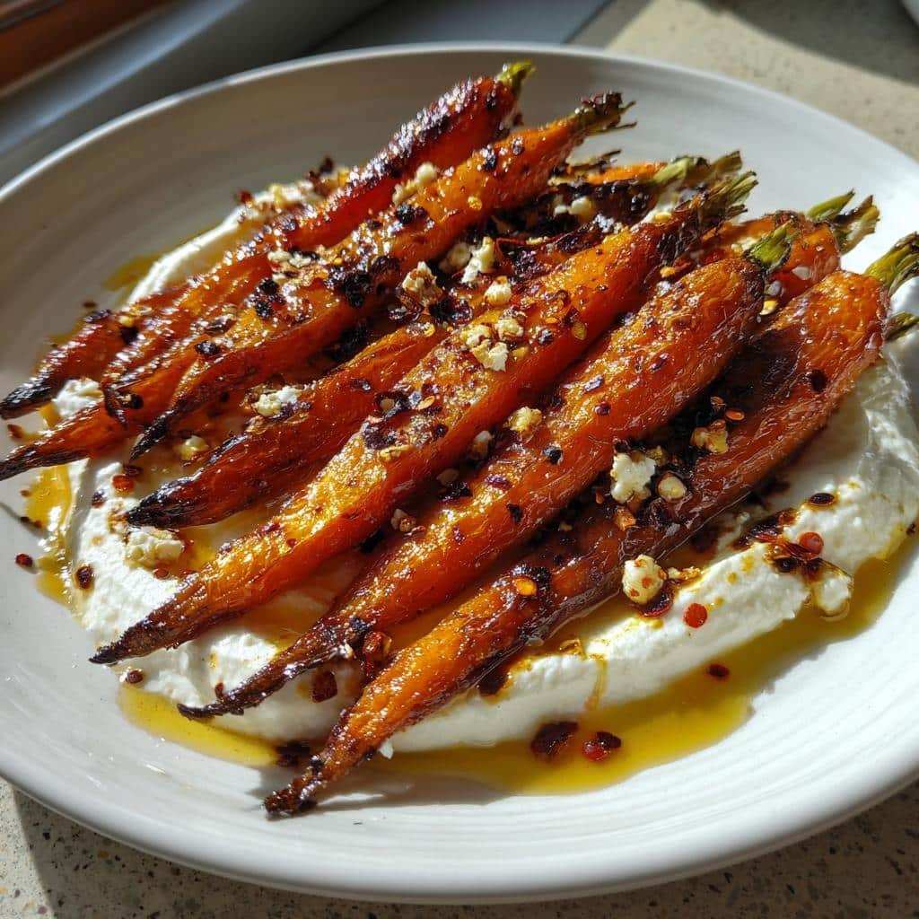 Air Fryer Roasted Carrots with Whipped Ricotta and Hot Honey - detail 1