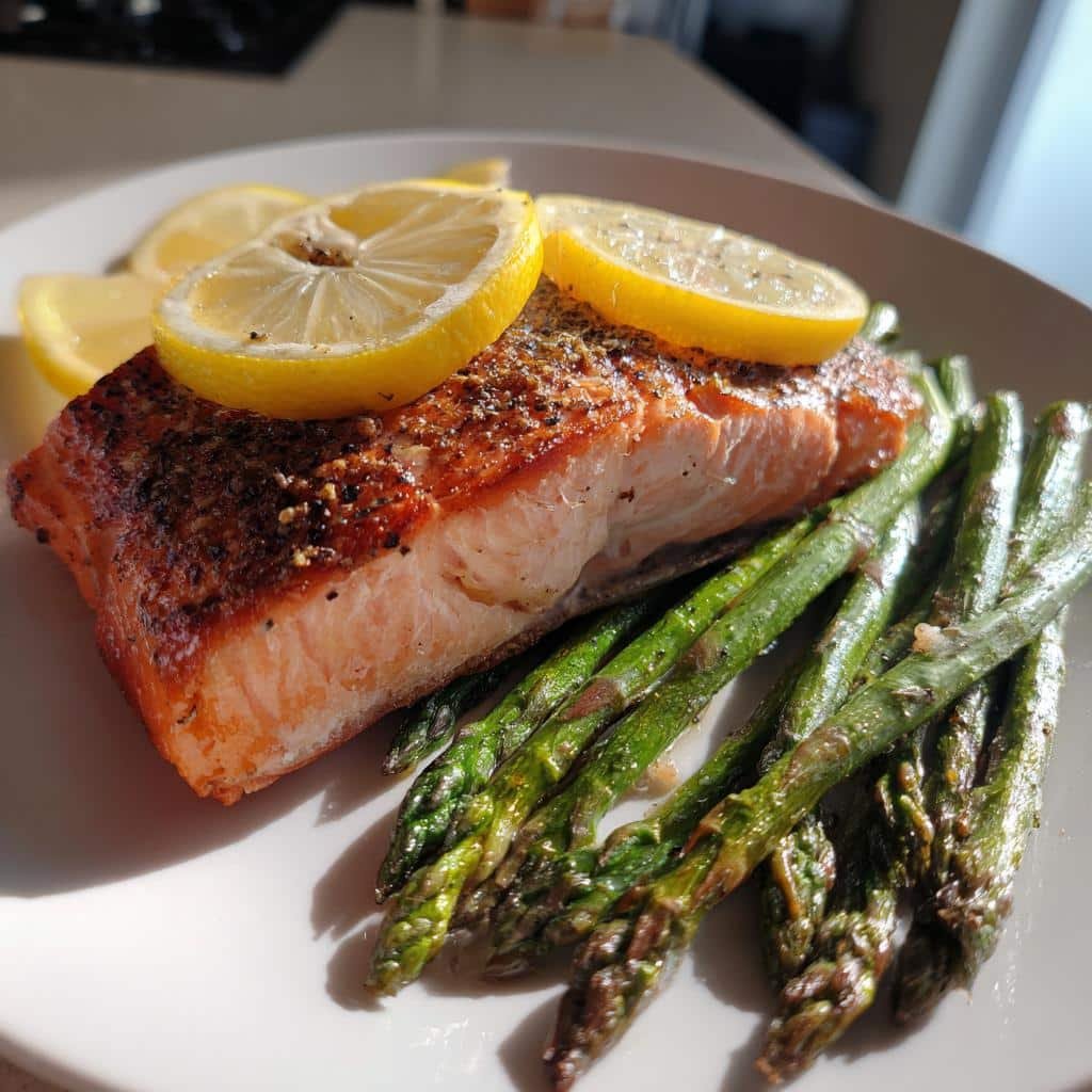 Air Fryer Salmon with Asparagus
