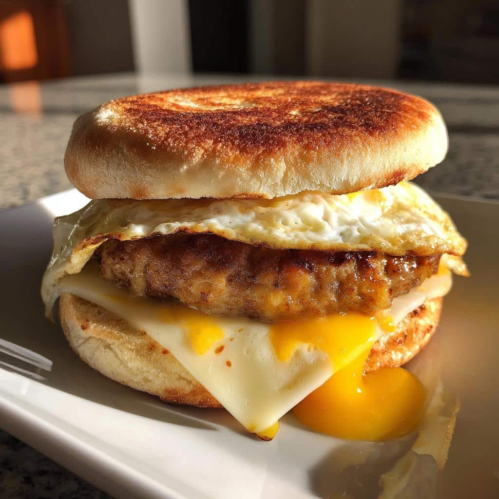 Air Fryer Sausage Patty Breakfast Sandwich - detail 1