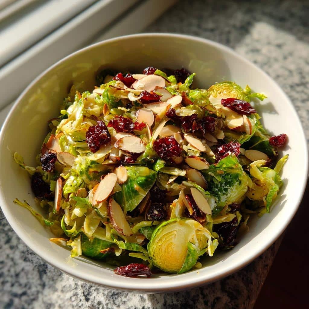 Air Fryer Shaved Brussels Sprouts Salad with Cranberries