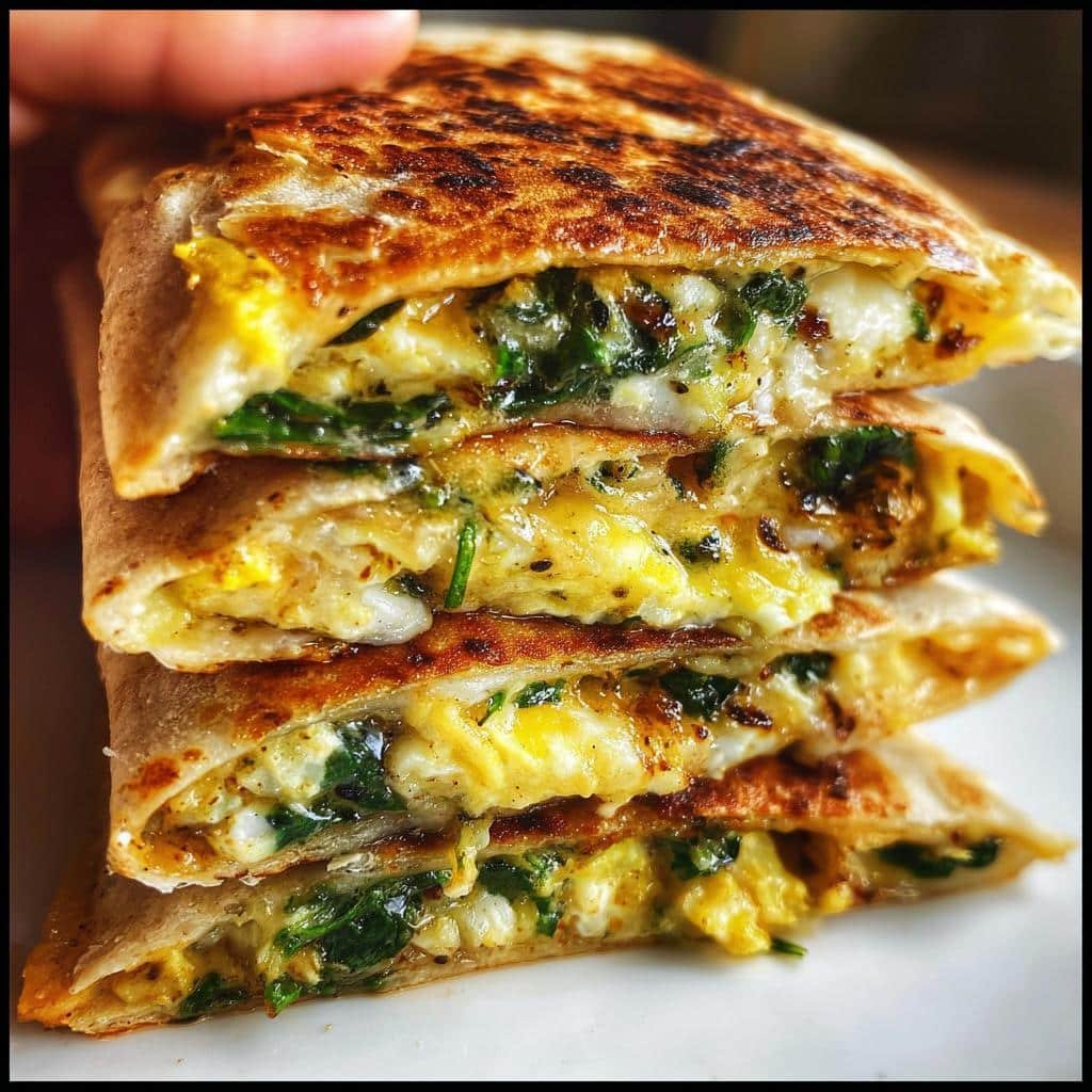 Air Fryer Spinach & Egg Breakfast Scramble Quesadilla