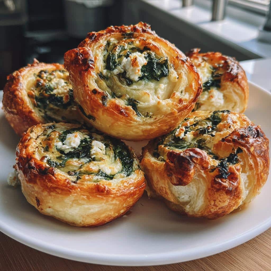 Air Fryer Spinach & Feta Puff Pastry Pinwheels - detail 1