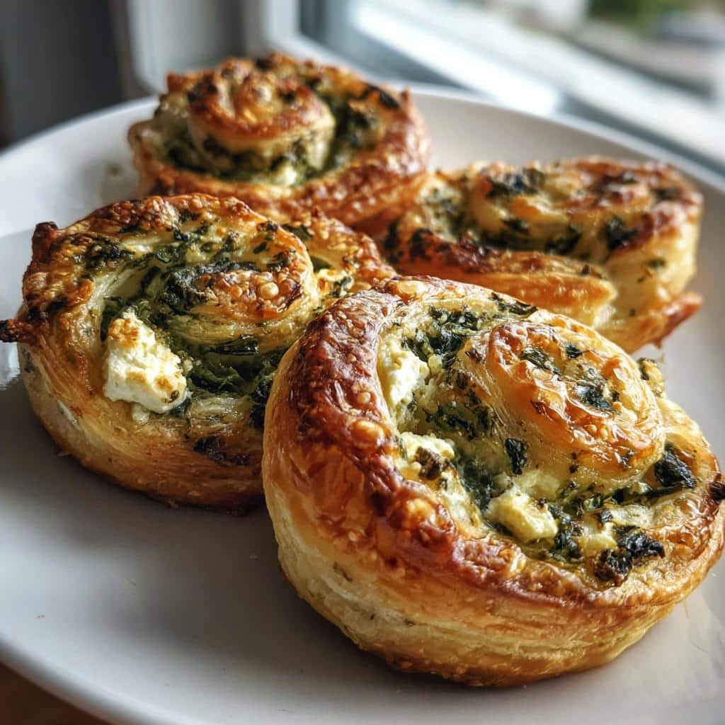 Air Fryer Spinach & Feta Puff Pastry Pinwheels