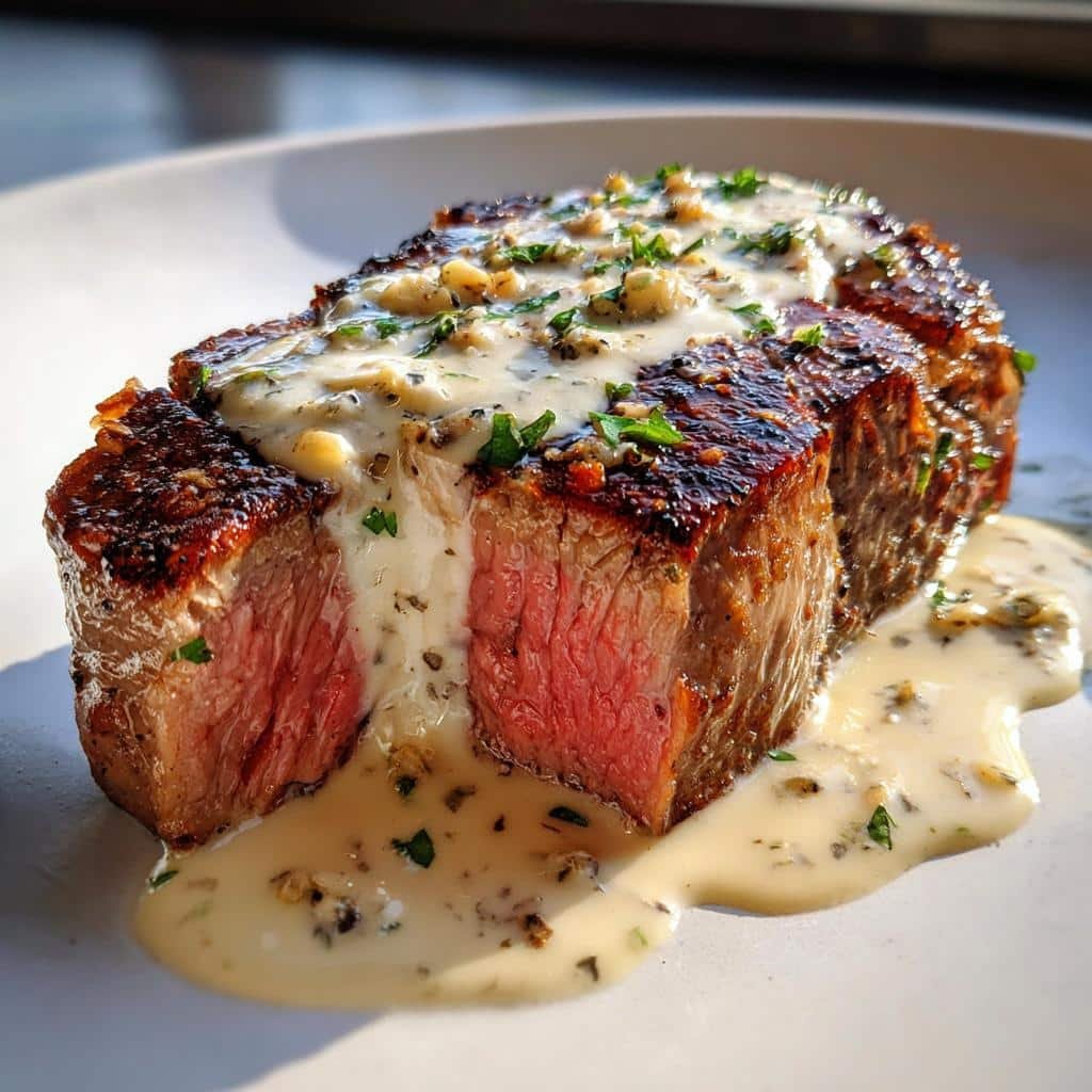 Air Fryer Steak with Creamy Garlic Sauce - detail 1