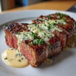 Air Fryer Steak with Creamy Garlic Sauce
