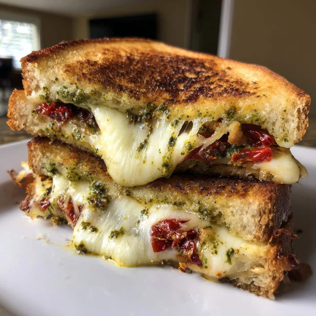 Air Fryer Sun-Dried Tomato Bacon Pesto Grilled Cheese