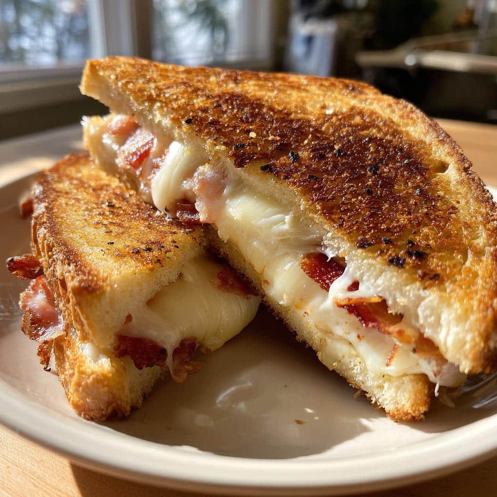 Air Fryer quick Smoked Gouda Bacon Sandwich