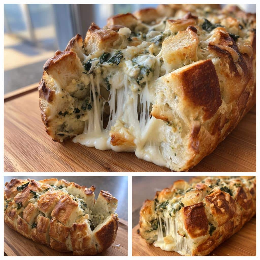 Spinach Artichoke Dip Pull-Apart Christmas Bread - detail 1