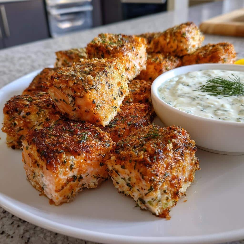 air fryer Greek Salmon Bites with Tzatziki - detail 1