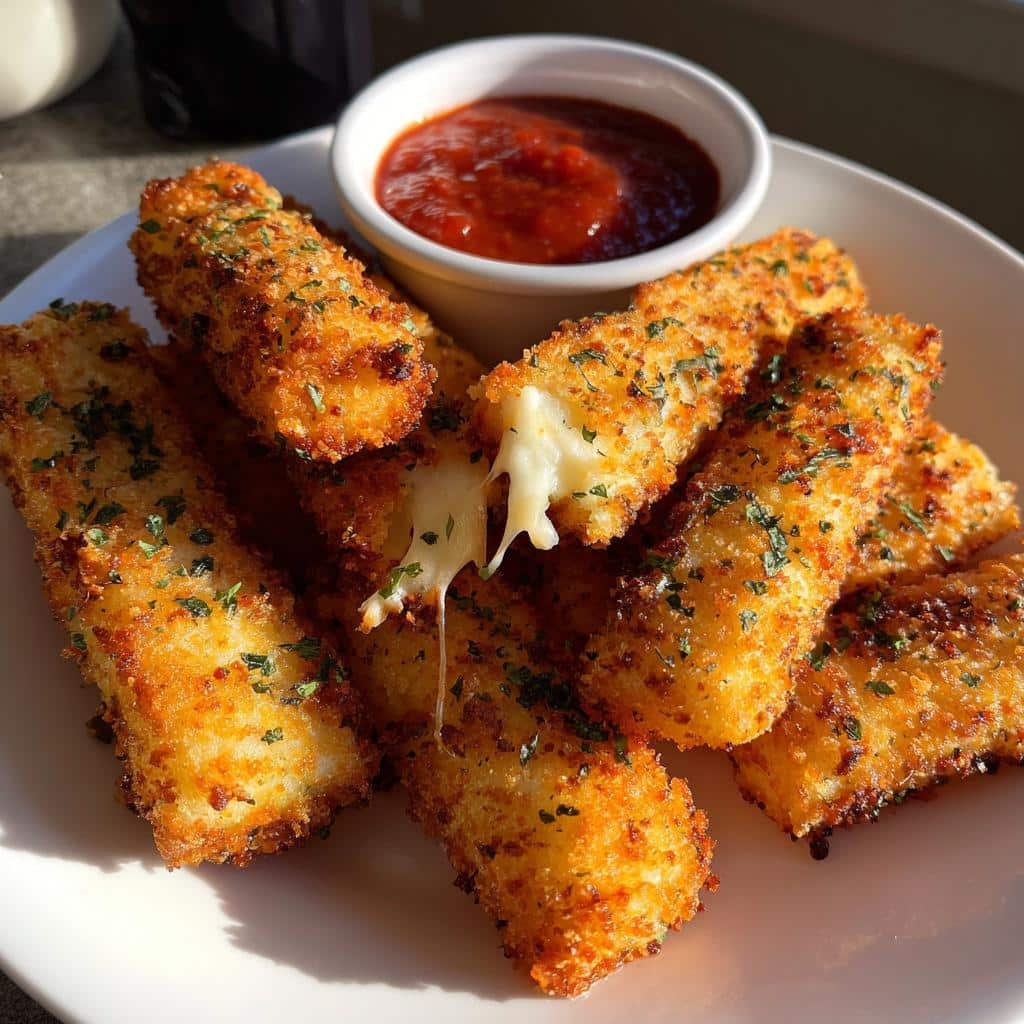 air fryer Low-Fat Mozzarella Sticks