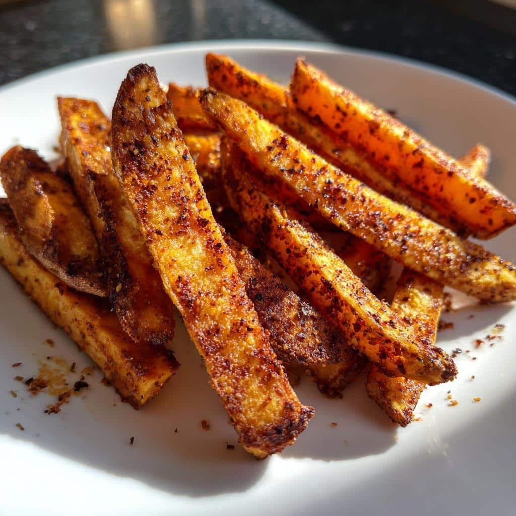air fryer Sweet Potato Fries with Jerk Seasoning