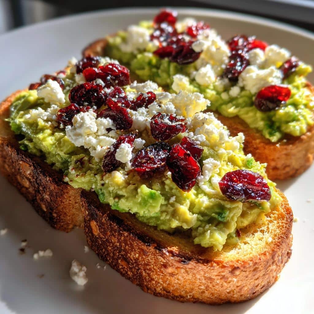 Air Fryer Avocado Toast with Feta & Cranberries - detail 1