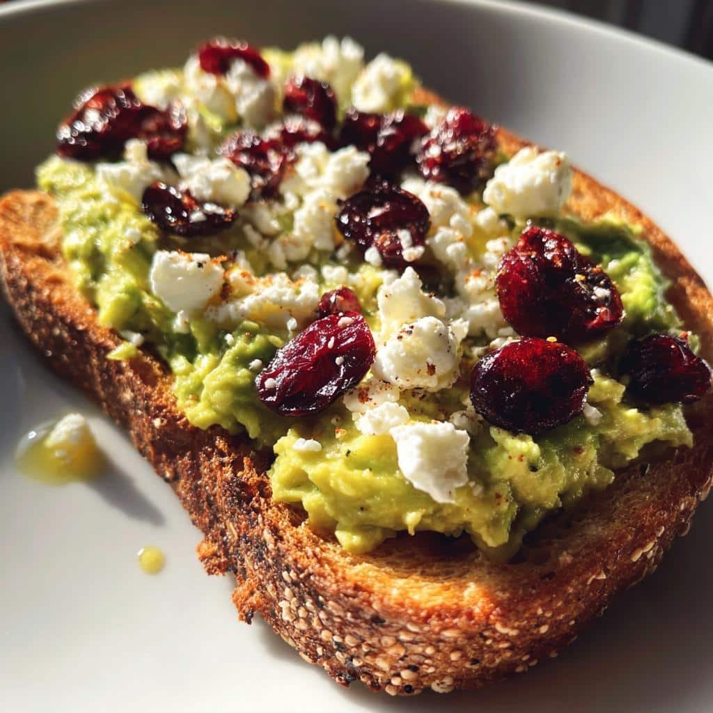 Air Fryer Avocado Toast with Feta & Cranberries