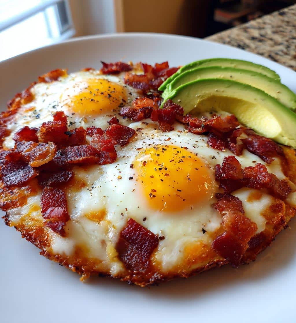 Air Fryer Breakfast Pizza with Bacon & Avocado