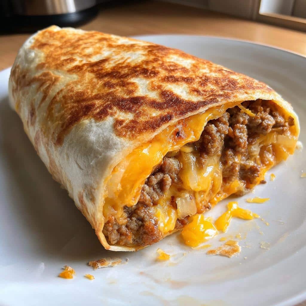 Air Fryer Cheeseburger Wraps (Crispy Tortilla)