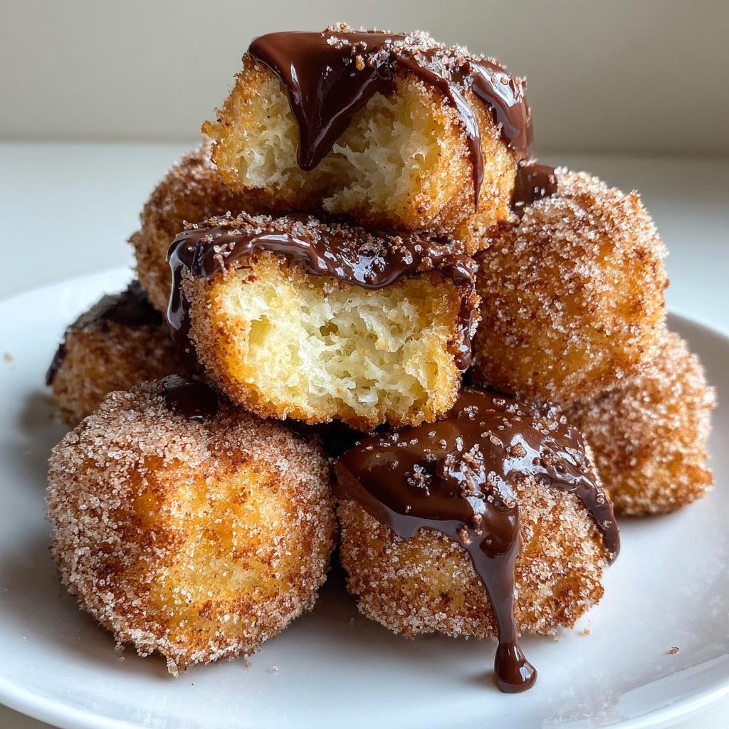 Air Fryer Churro Bites Chocolate Dipped