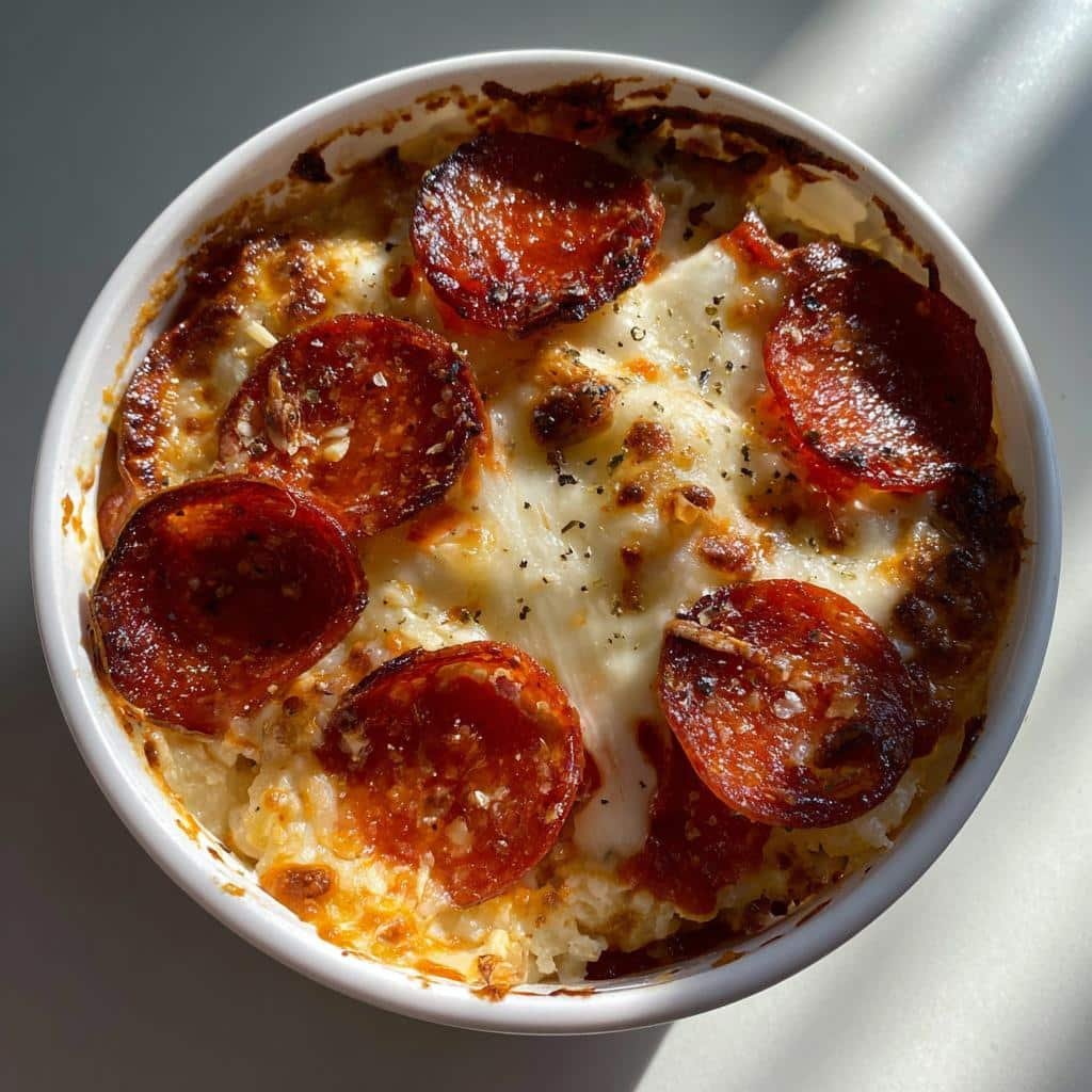 Air Fryer Cottage Cheese Pizza Bowl Pepperoni