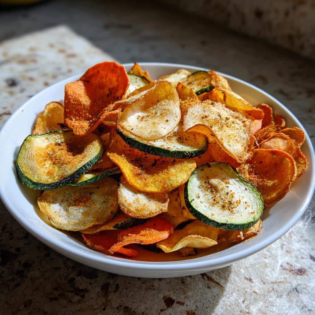 Air Fryer Crispy Spicy Blend Vegetable Chips