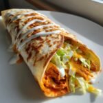 Air Fryer Folded Buffalo Chicken Wraps