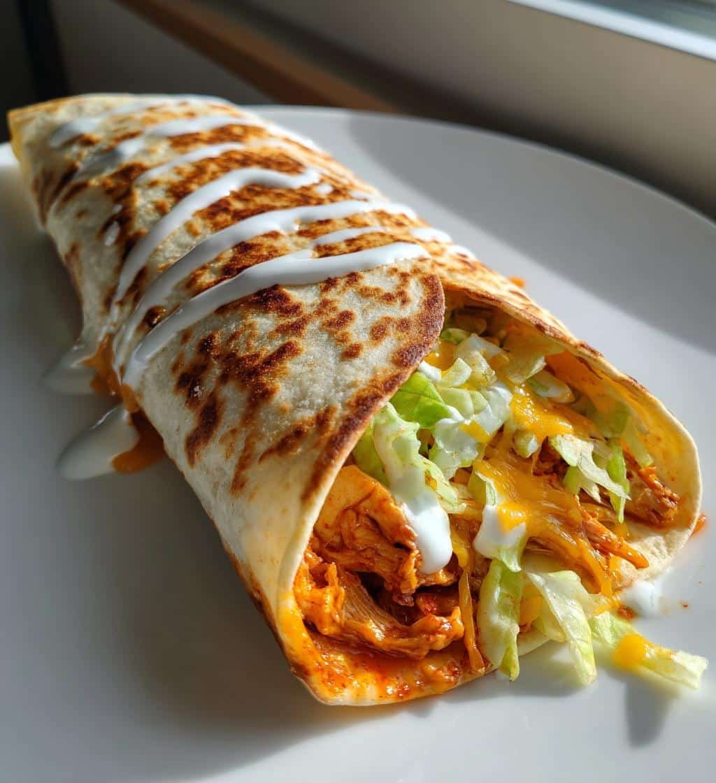 Air Fryer Folded Buffalo Chicken Wraps