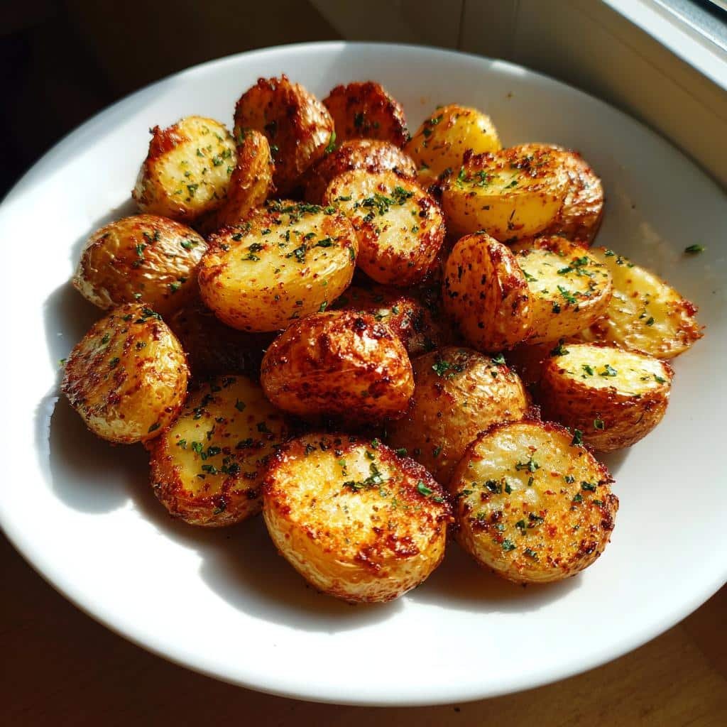 Air Fryer Garlic Parmesan Potatoes Roasted