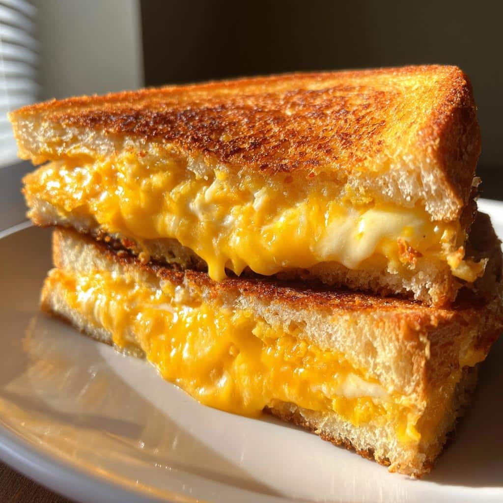 Air Fryer Gooey Cheese Close-Up Sandwich