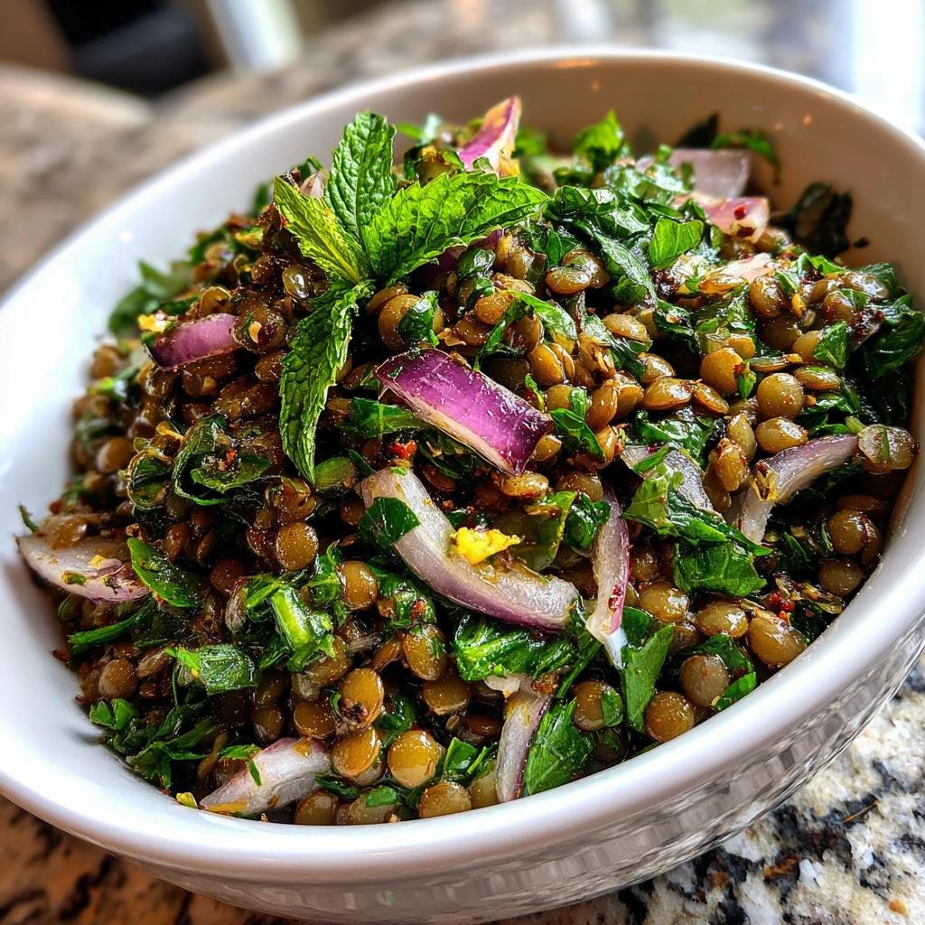 Air Fryer Green Lentil Salad with Herbs - detail 1