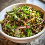 Air Fryer Green Lentil Salad with Herbs