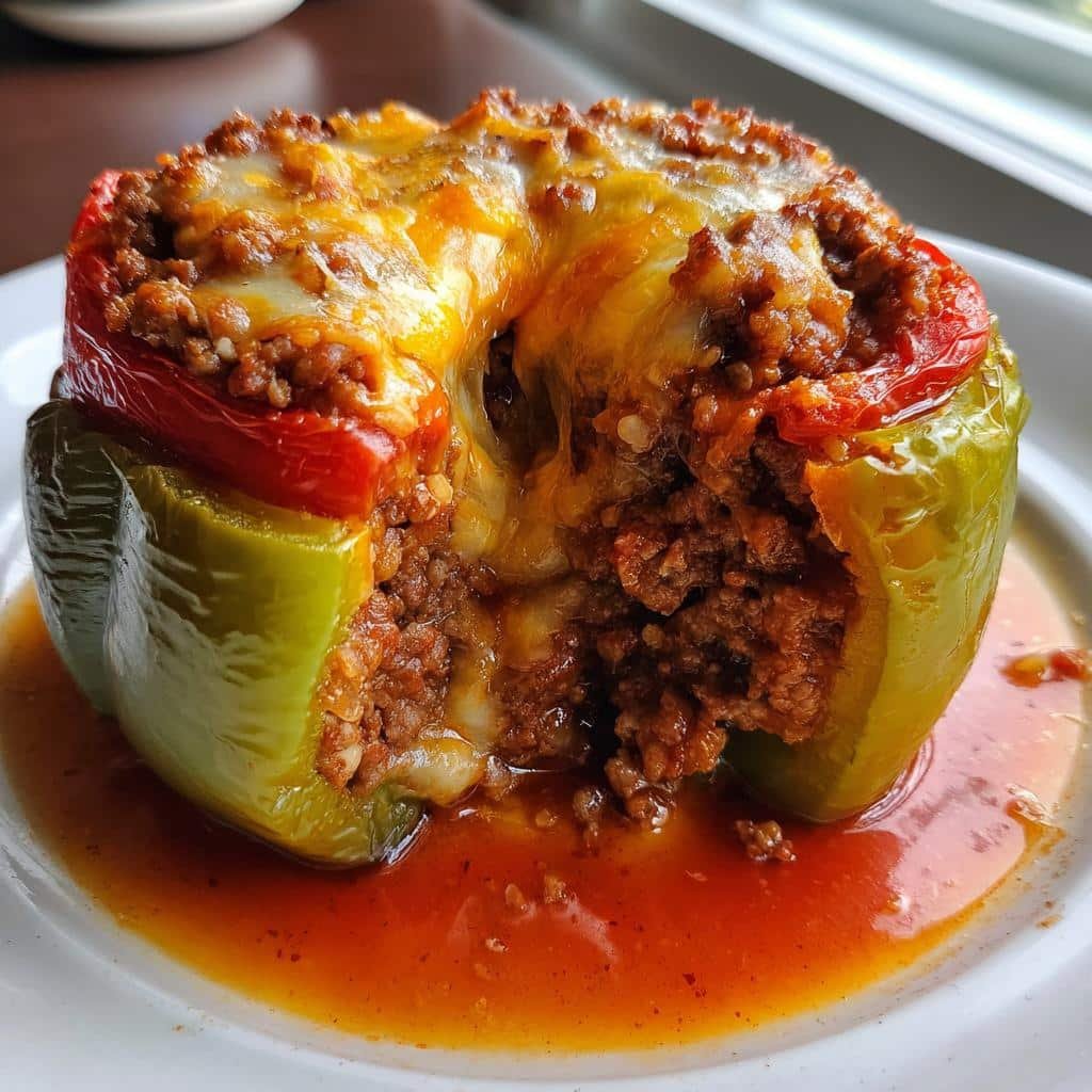 Air Fryer Ground Beef Stuffed Peppers