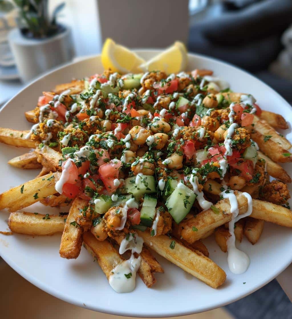Air Fryer Loaded Falafel Spiced Fries