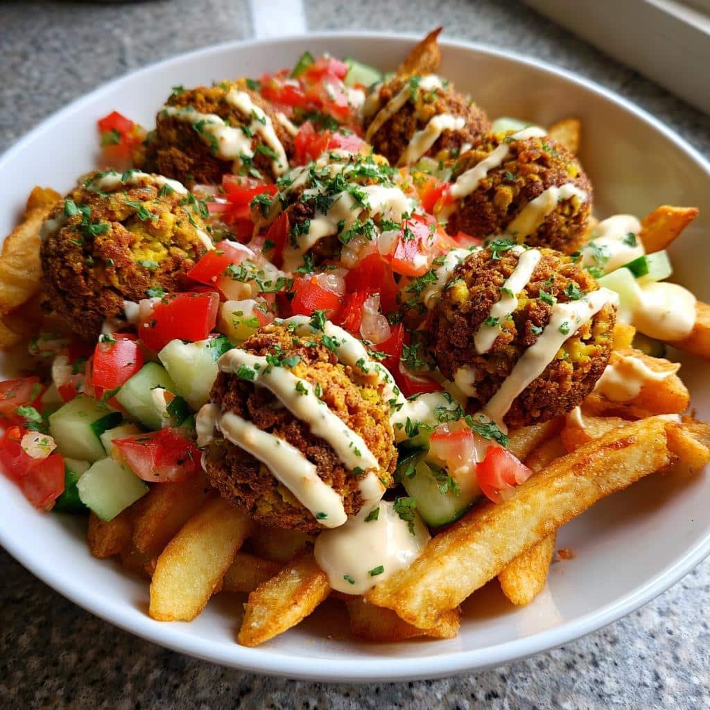 Air Fryer Loaded Falafel Tahini Fries