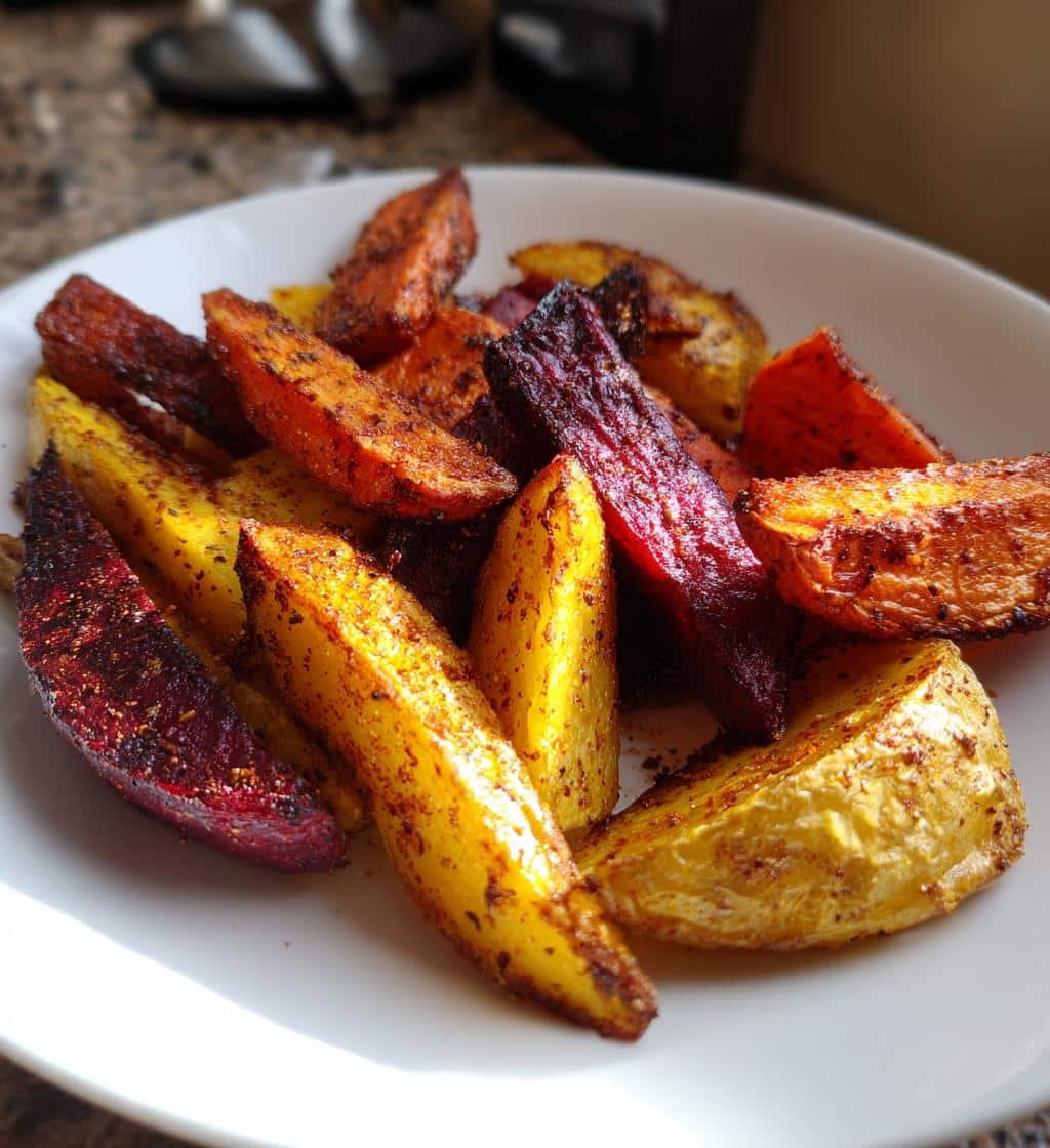 Air Fryer Mixed Root Vegetable Wedges (Carrot, Parsnip, Beet, Potato) - detail 1