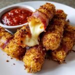 Air Fryer Mozzarella Sticks Bacon Wrapped