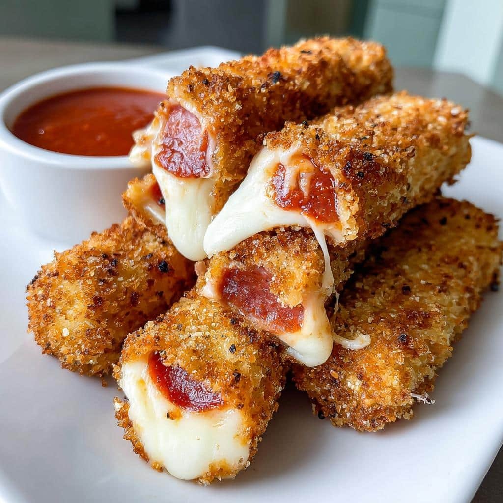 Air Fryer Mozzarella Sticks Pepperoni Stuffed