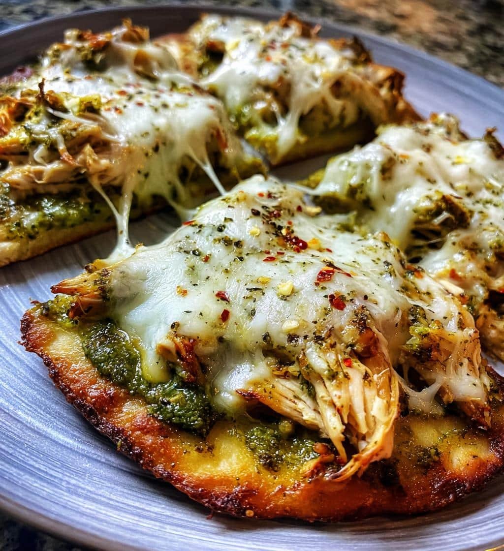 Air Fryer Naan Flatbread Pizza Pesto Chicken