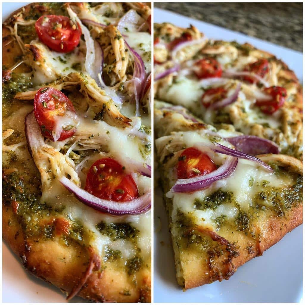 Air Fryer Naan Flatbread Pizza Pesto Chicken