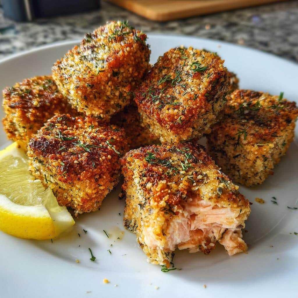 20-Minute Air Fryer Salmon Nuggets: Crispy & Irresistible 4 Air Fryer Salmon Nuggets with Dill & Lemon - detail 1