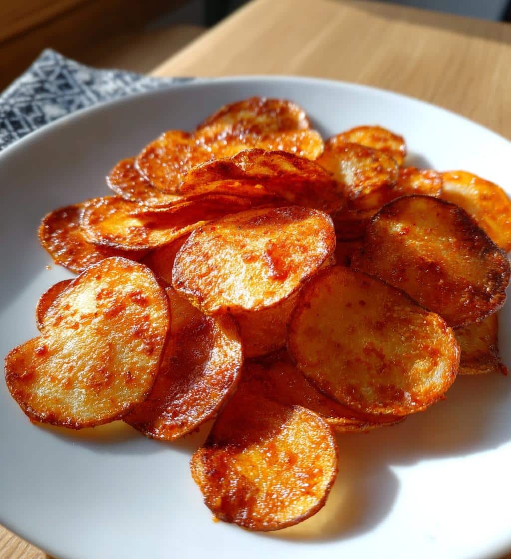 Air fryer Crispy Hot Sauce Potato Chips
