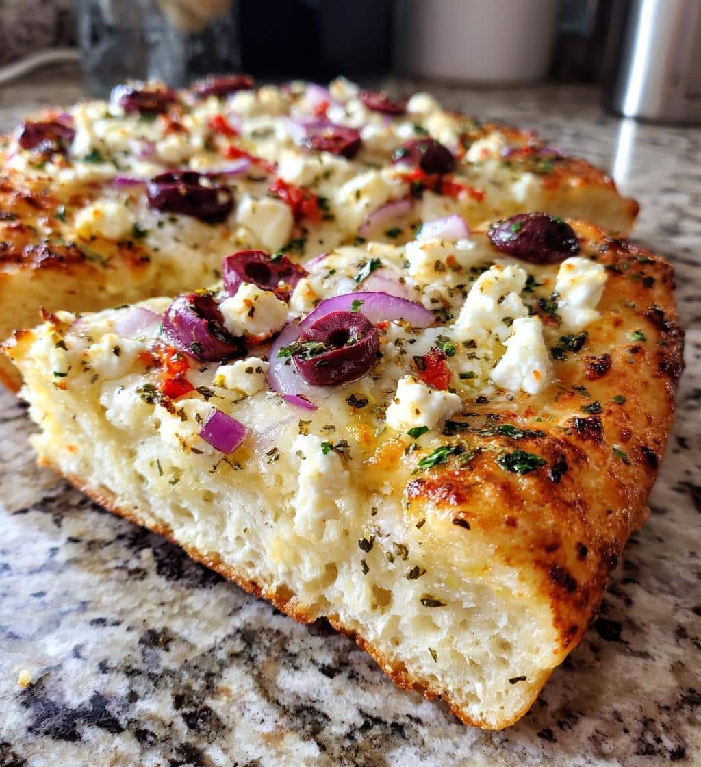 Air fryer Delicious Feta & Olives Greek Pizza