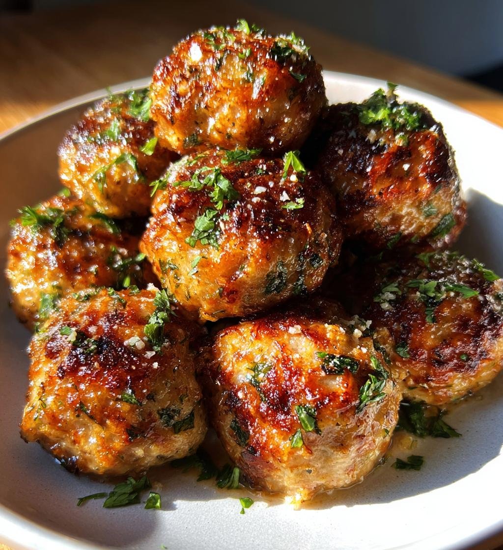 Air fryer Delicious Keto Garlic Butter Parmesan Meatballs