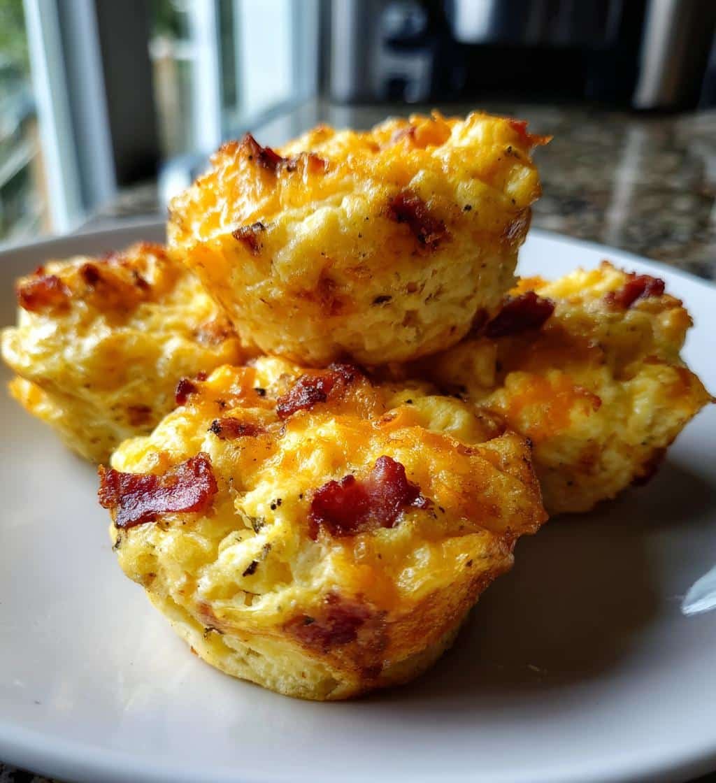 Air fryer Egg Bites Bacon Cheddar