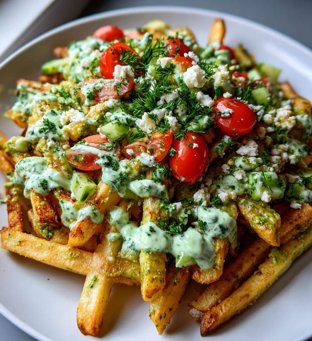 Air fryer Loaded Green Goddess Fries