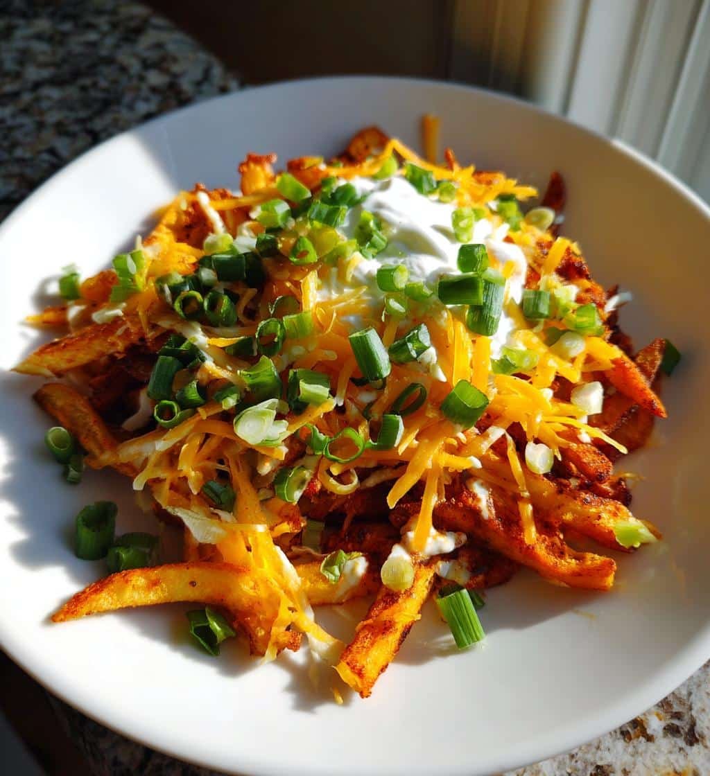 Air fryer Loaded Harissa Spiced Fries