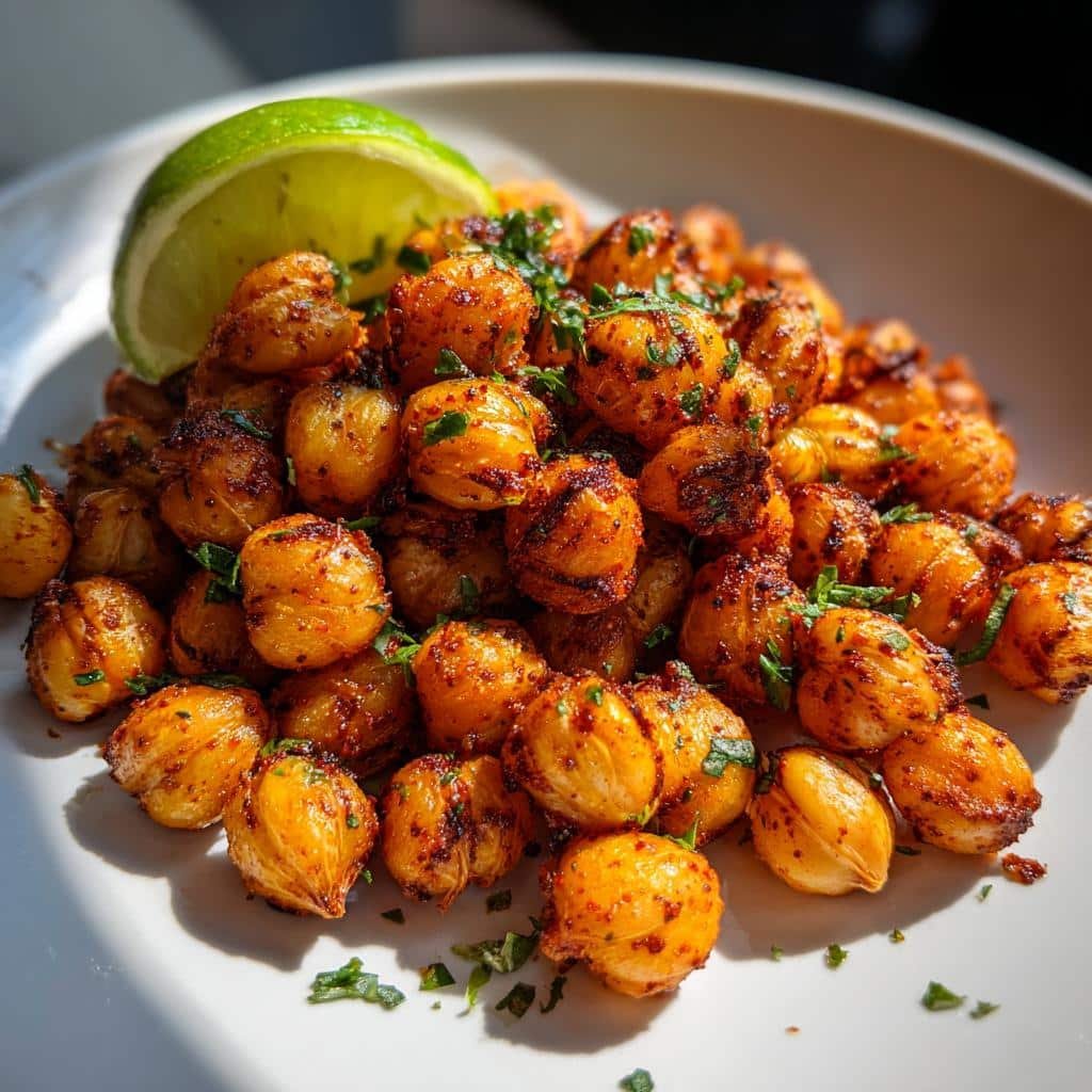 CAir Fryer rispy Chickpeas with Chili Powder & Lime