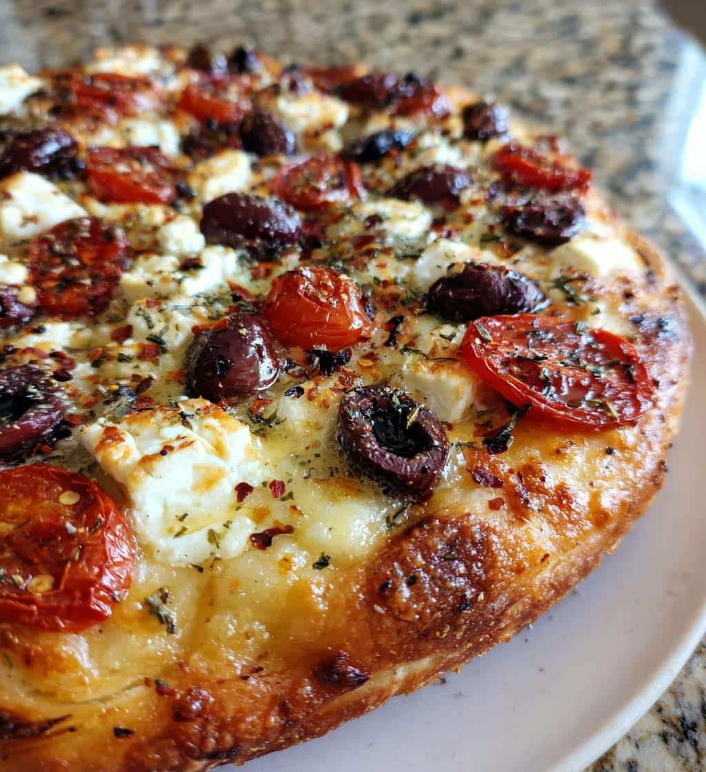 Easy Air Fryer Feta & Olives Greek Pizza