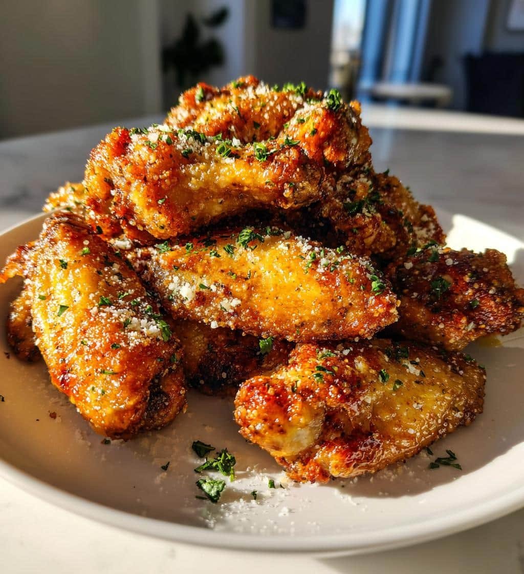 Garlic Parmesan Crispy Air Fryer Wings