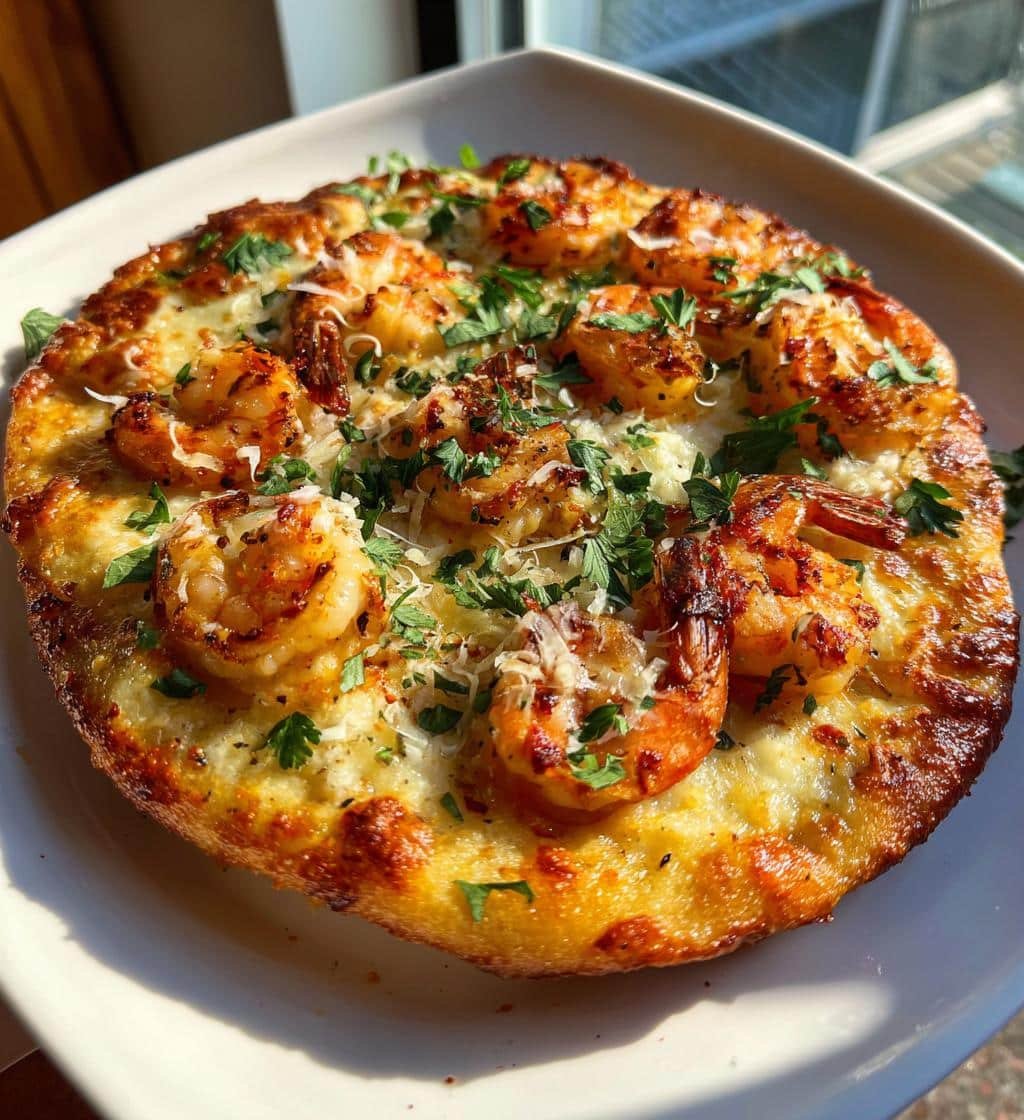 Shrimp Scampi Air Fryer Pizza
