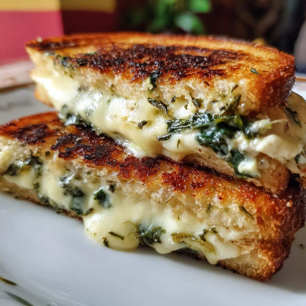 Spinach Artichoke Air Fryer Grilled Cheese